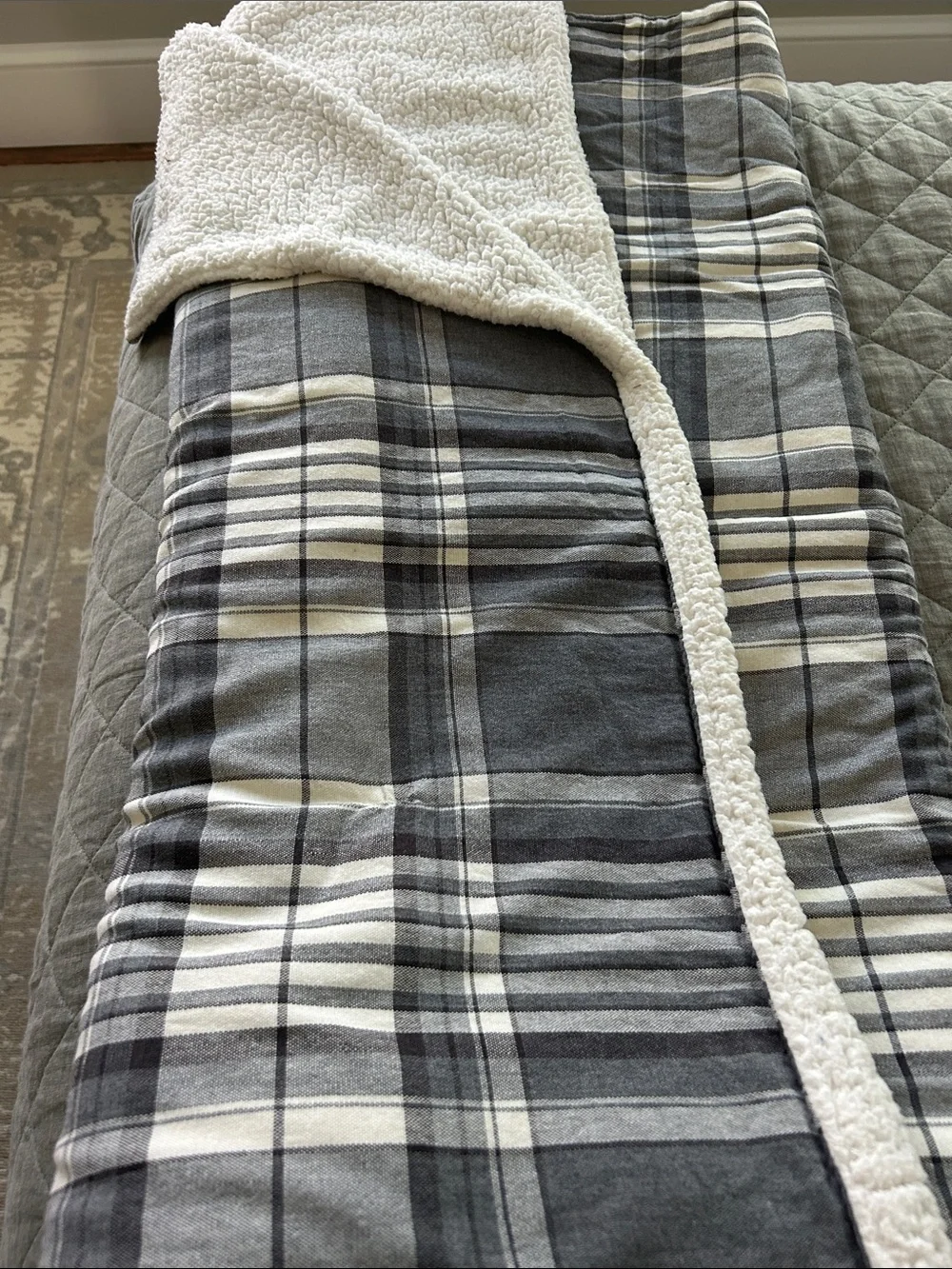 Plaid Gray and White blanket